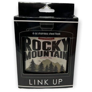 Link Up Rocky Mountain Printed Stainless Steel Flask 6 oz Drinkware NEW